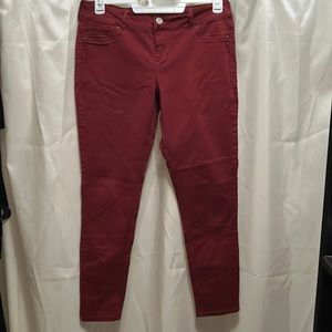 Womens maroon stretch denim pants